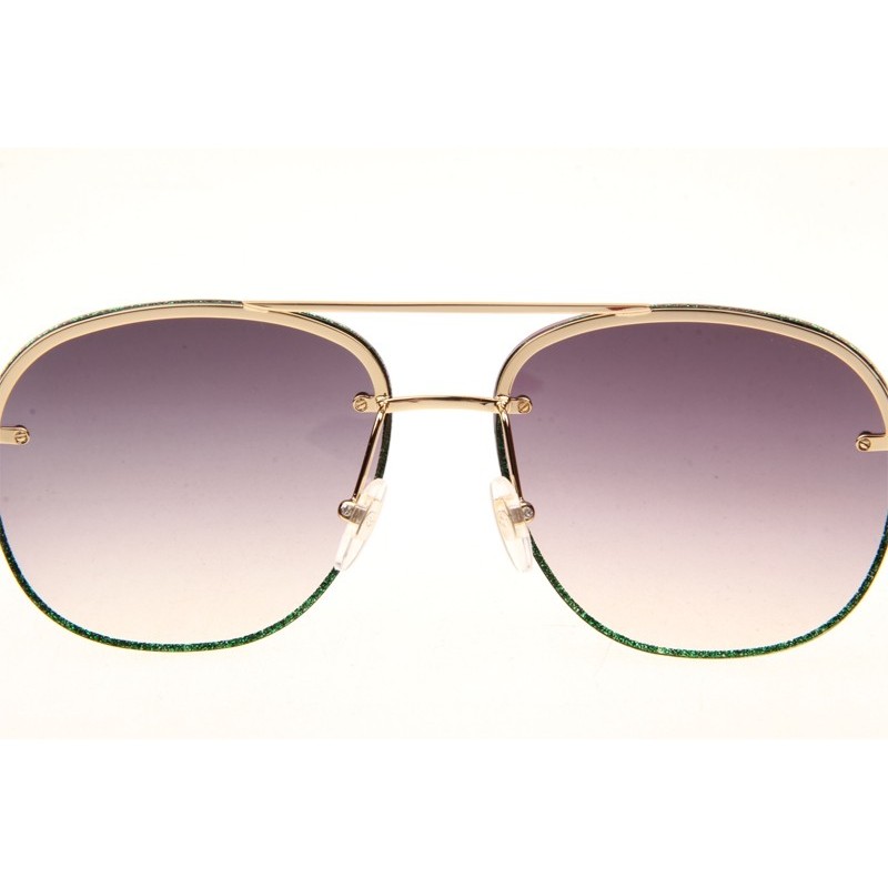 Gucci GG0227S Sunglasses In Gold Green