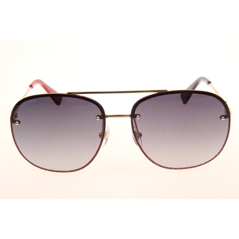 Gucci GG0227S Sunglasses In Gold Red