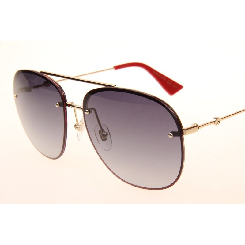 Gucci GG0227S Sunglasses In Gold Red