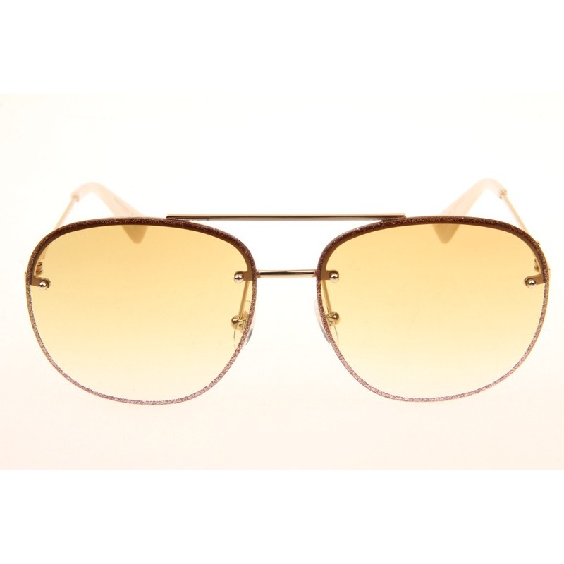 Gucci GG0227S Sunglasses In Gold White