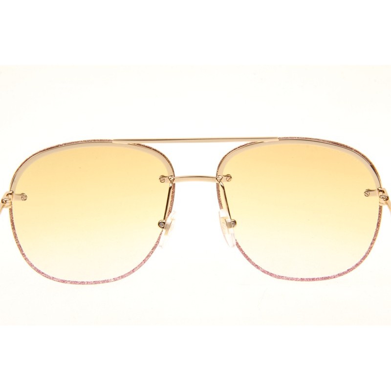 Gucci GG0227S Sunglasses In Gold White