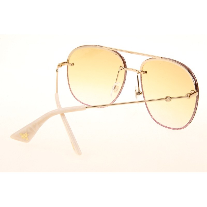 Gucci GG0227S Sunglasses In Gold White