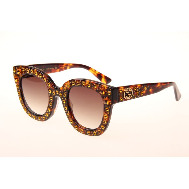 Gucci GG0116S Sunglasses In Tortoise Gradient Brow...