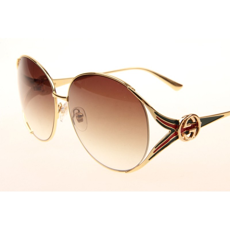 Gucci GG0225S Sunglasses In Gold Gradient Brown