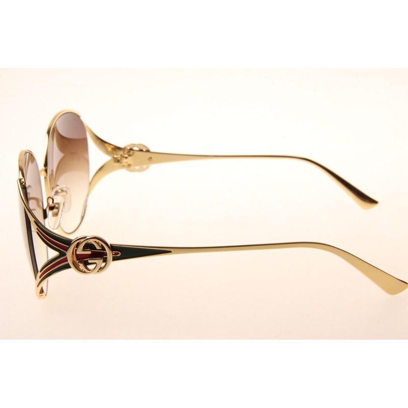 Gucci GG0225S Sunglasses In Gold Gradient Brown