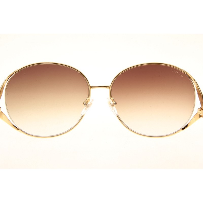 Gucci GG0225S Sunglasses In Gold Gradient Brown