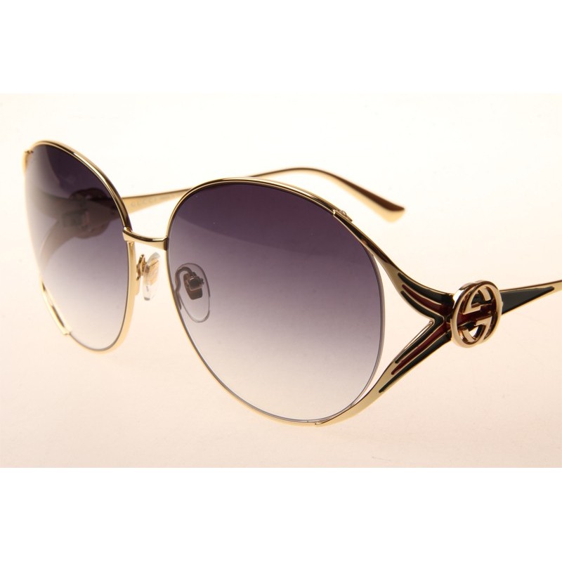 Gucci GG0225S Sunglasses In Gold Gradient Grey