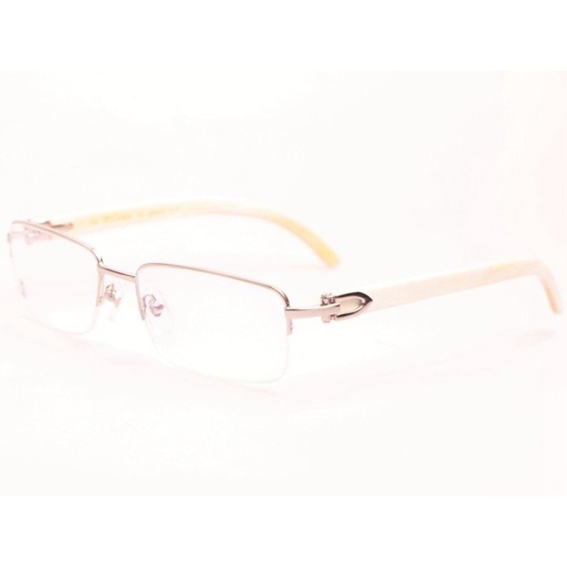 Cartier 8101096 White Buffalo Eyeglasses In Silver