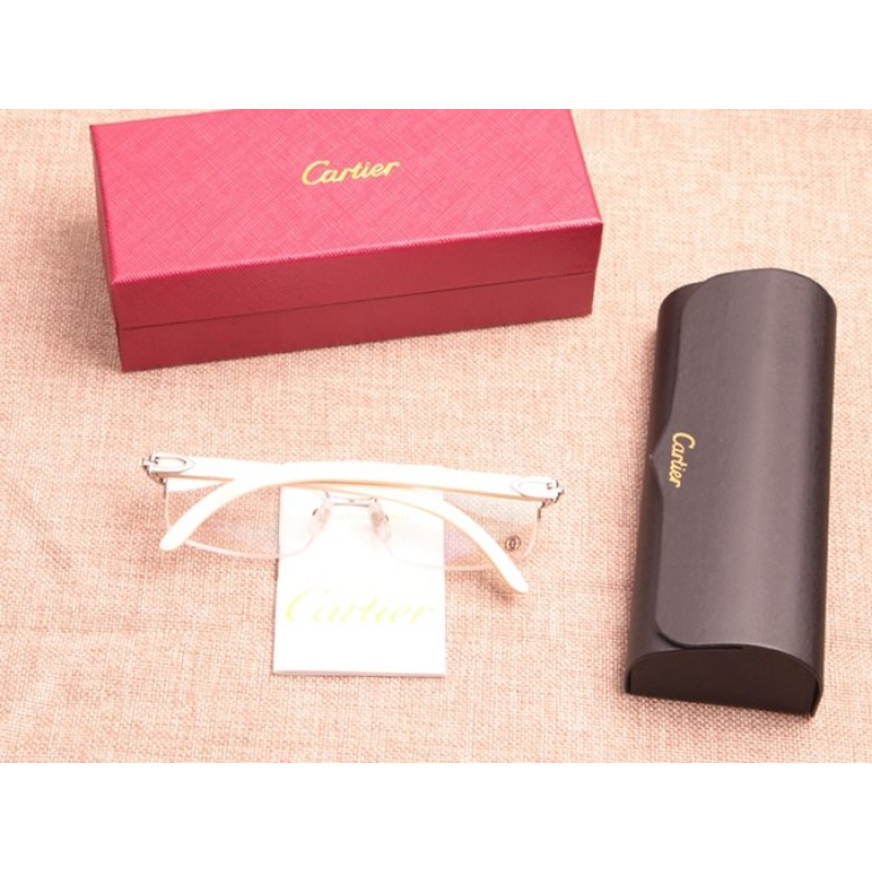 Cartier 8101096 White Buffalo Eyeglasses In Silver