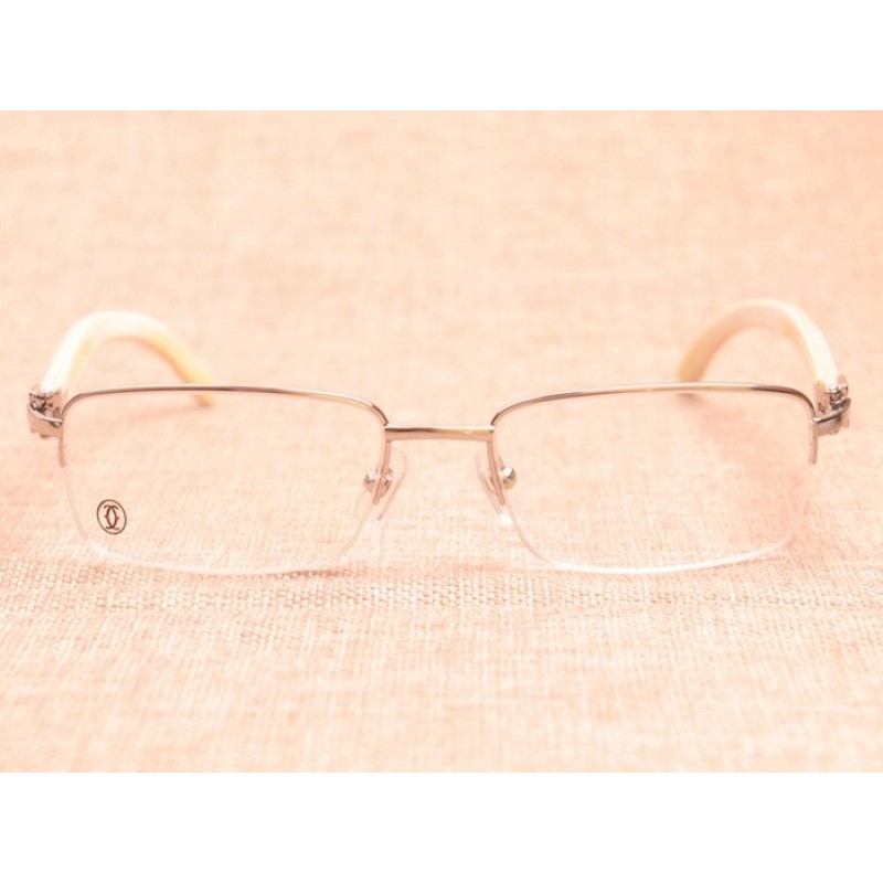 Cartier 8101096 White Buffalo Eyeglasses In Silver