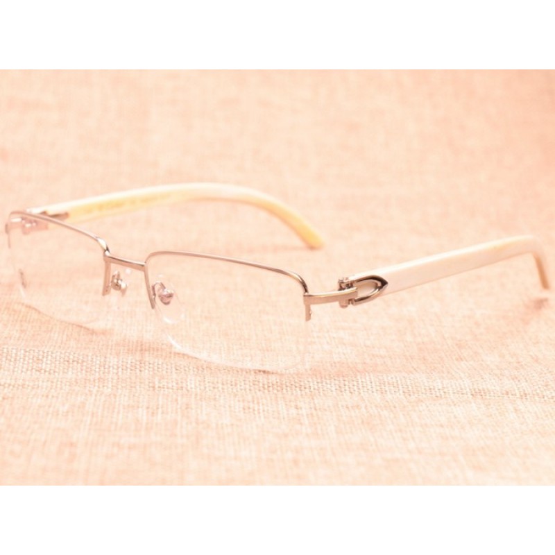 Cartier 8101096 White Buffalo Eyeglasses In Silver