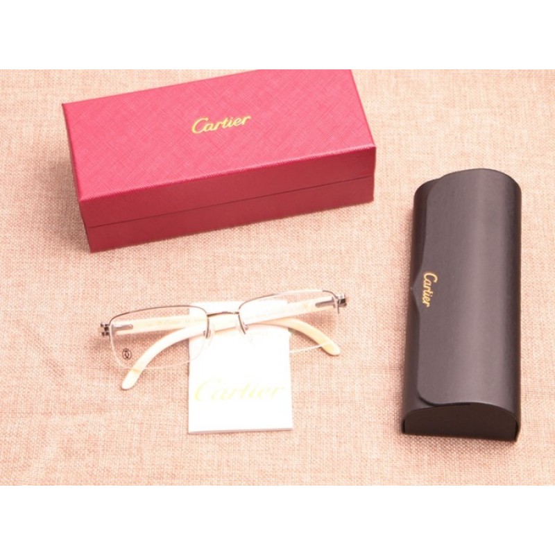 Cartier 8101096 White Buffalo Eyeglasses In Silver