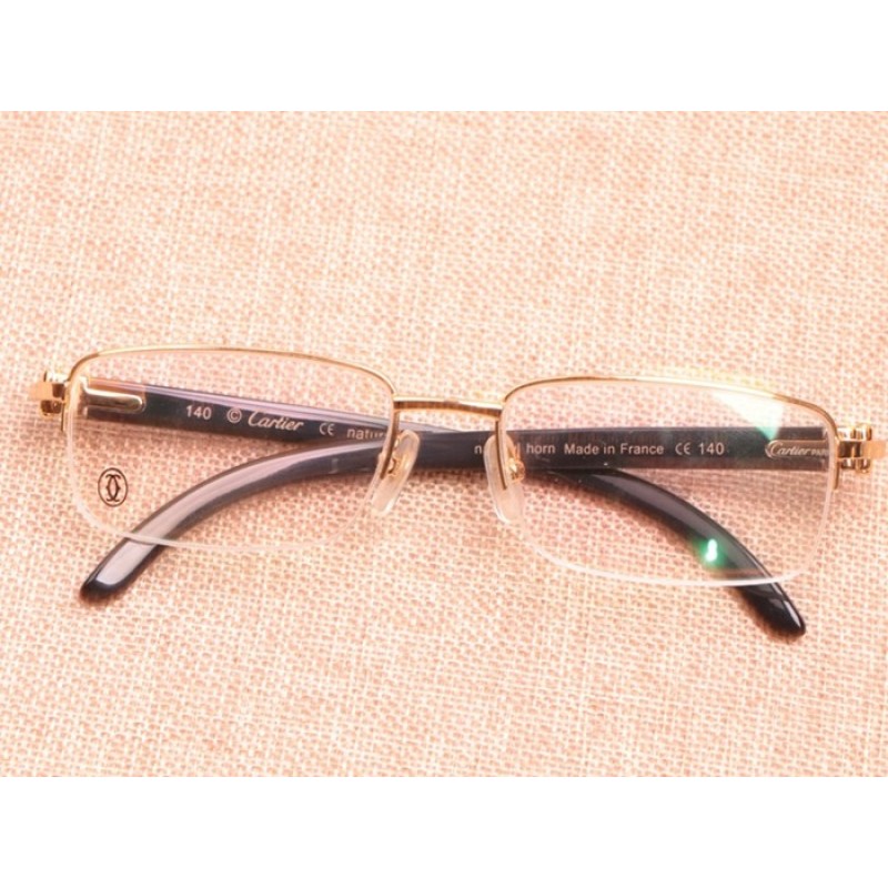 Cartier 8101096 Black Buffalo Eyeglasses In Gold