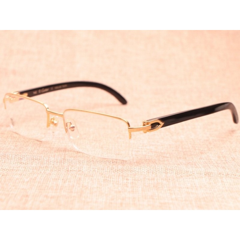 Cartier 8101096 Black Buffalo Eyeglasses In Gold