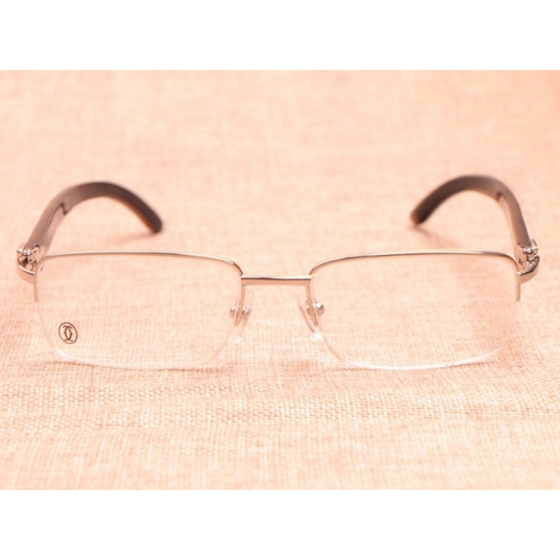 Cartier 8101096 Black Buffalo Eyeglasses In Silver