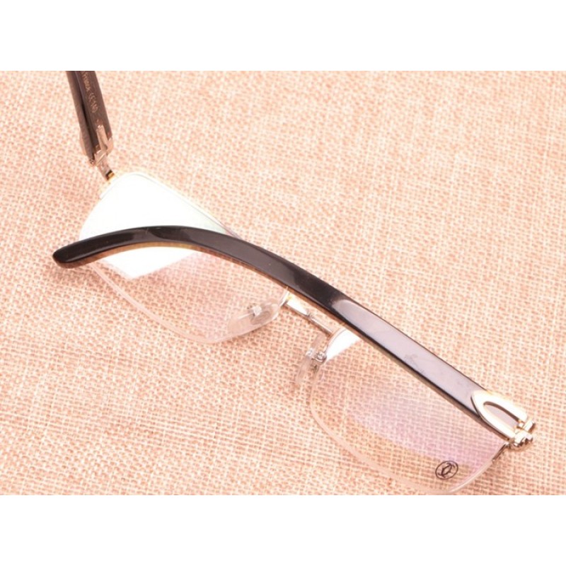 Cartier 8101096 Black Buffalo Eyeglasses In Silver
