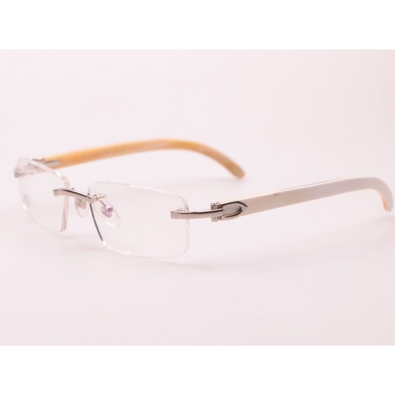 Cartier 8100907 White Buffalo Eyeglasses In Silver