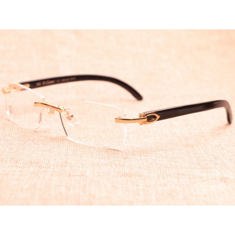 Cartier 8100907 Black Buffalo Eyeglasses In Gold