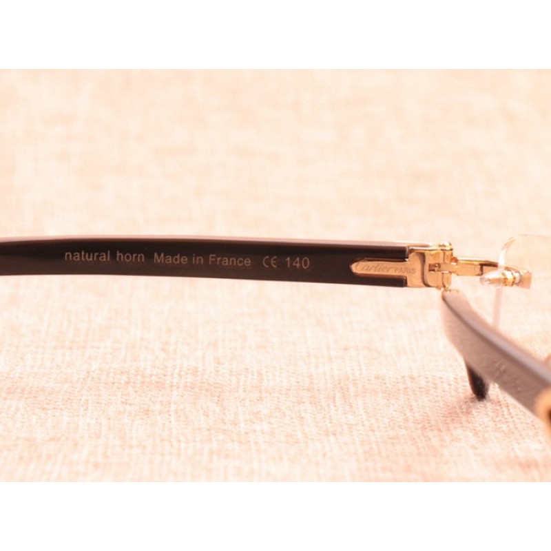 Cartier 8100907 Black Buffalo Eyeglasses In Gold