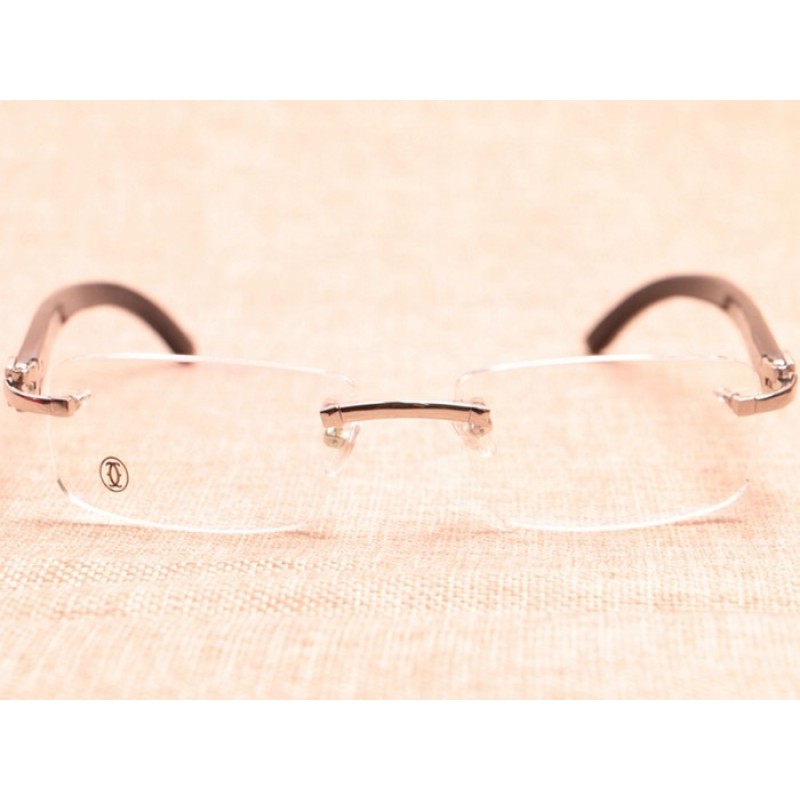 Cartier 8100907 Black Buffalo Eyeglasses In Silver