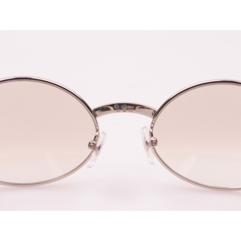 Cartier 7550178 White Buffalo Sunglasses Silver With Mirror Lens
