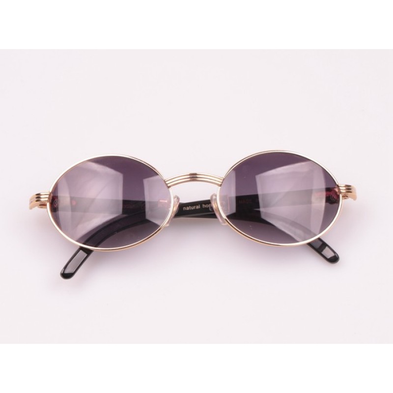 Cartier 7550178 Black Buffalo Sunglasses In Gold Grey