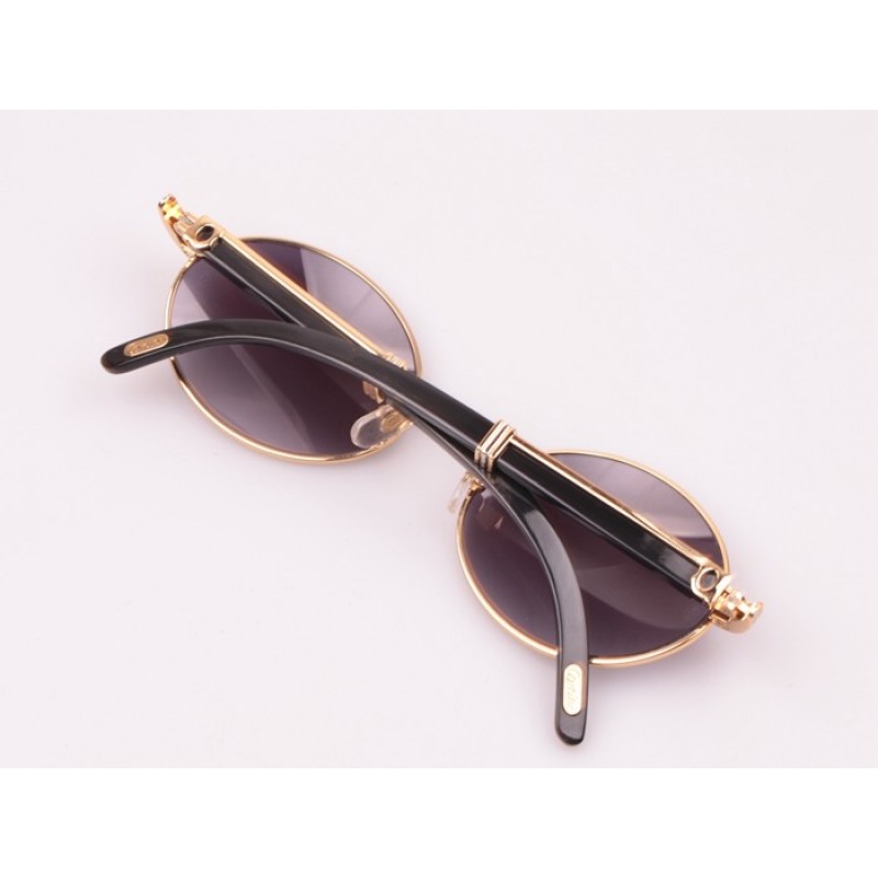 Cartier 7550178 Black Buffalo Sunglasses In Gold Grey