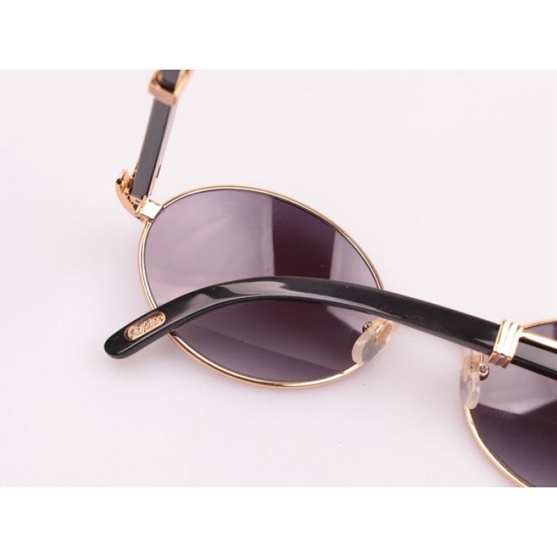 Cartier 7550178 Black Buffalo Sunglasses In Gold Grey