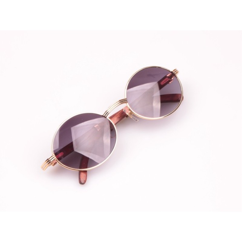 Cartier 7550178 Wood Sunglasses In Gold Grey