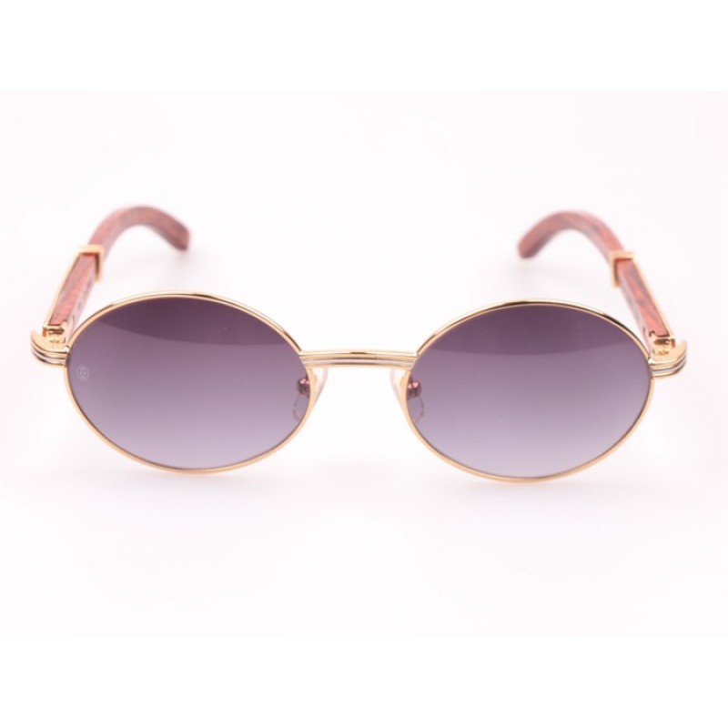 Cartier 7550178 Wood Sunglasses In Gold Grey
