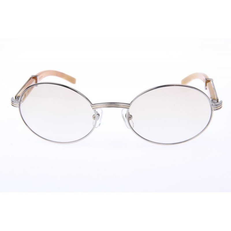 Cartier 7550178 White Buffalo Sunglasses In Silver Brown