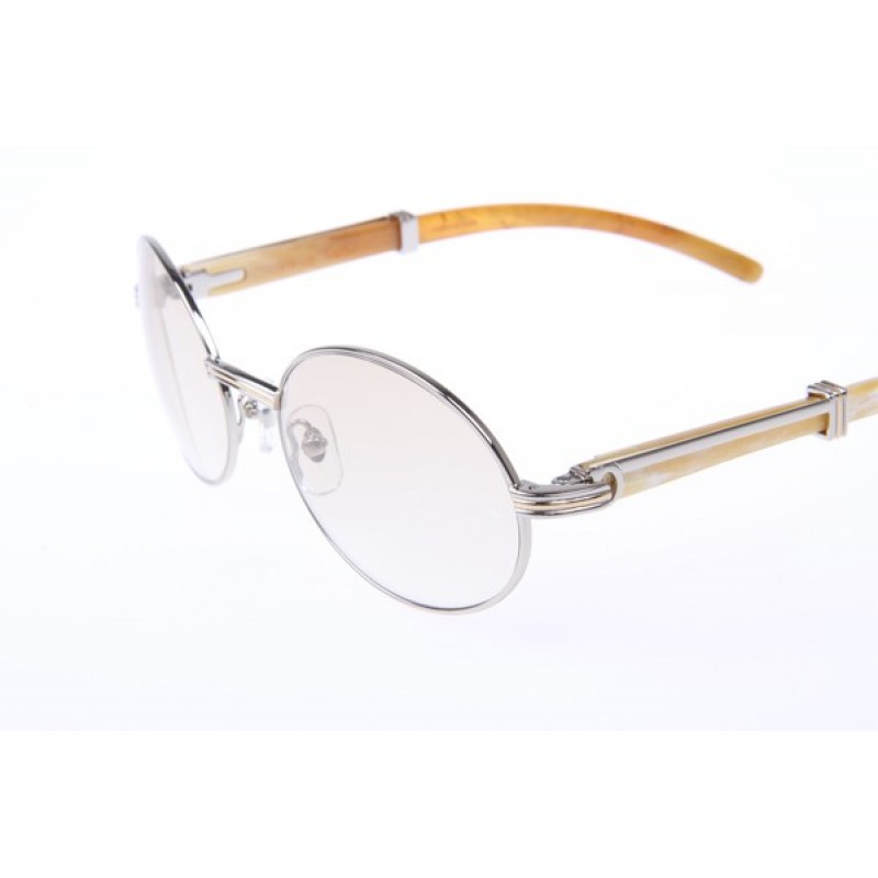 Cartier 7550178 White Buffalo Sunglasses In Silver Brown