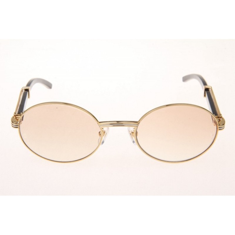 Cartier 7550178 White Mix Black Buffalo Sunglasses In Gold Brown