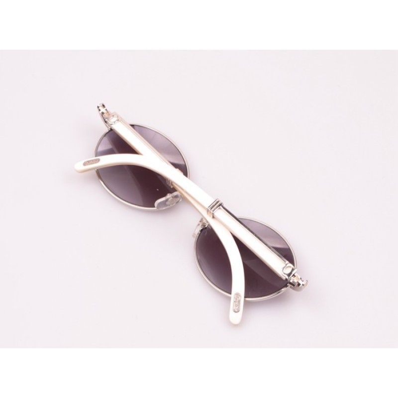 Cartier 7550178 White Buffalo Sunglasses In Silver Grey