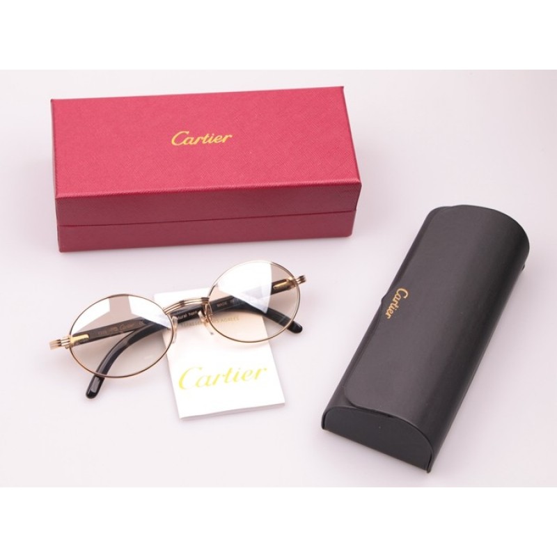 Cartier 7550178 Black Buffalo Sunglasses With Mirror Lens Brown