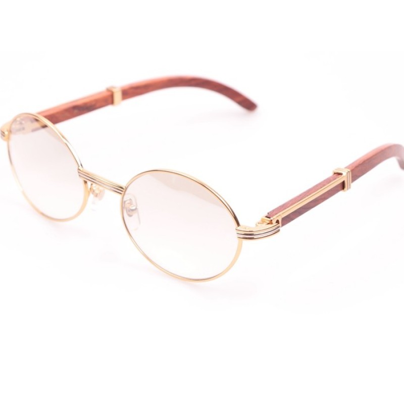 Cartier 7550178 Wood Sunglasses In Gold Mirror