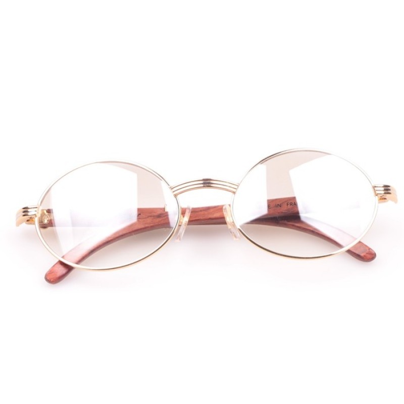 Cartier 7550178 Wood Sunglasses In Gold Mirror