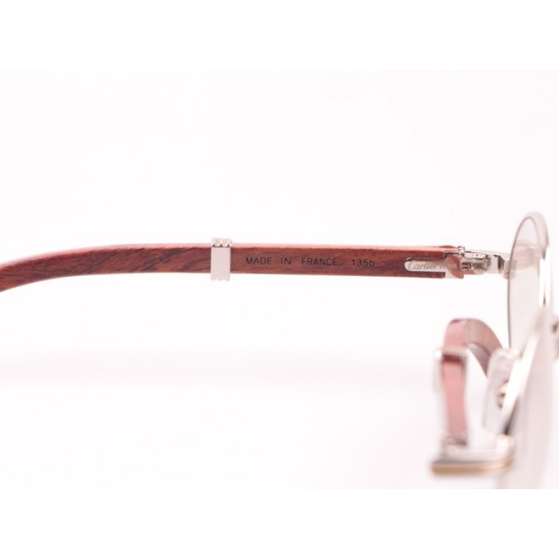 Cartier 7550178 Wood Sunglasses In Silver Mirror