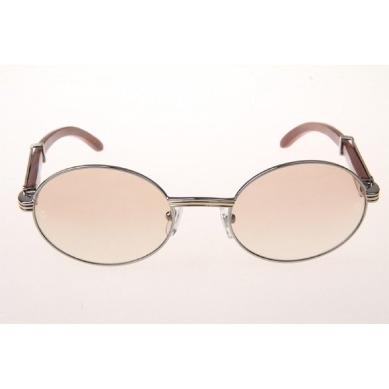 Cartier 7550178 Wood Sunglasses In Silver Brown