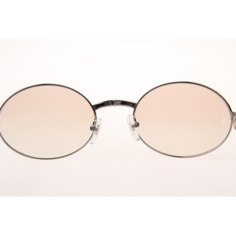 Cartier 7550178 Wood Sunglasses In Silver Brown