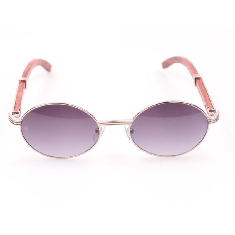 Cartier 7550178 Wood Sunglasses In Silver Grey