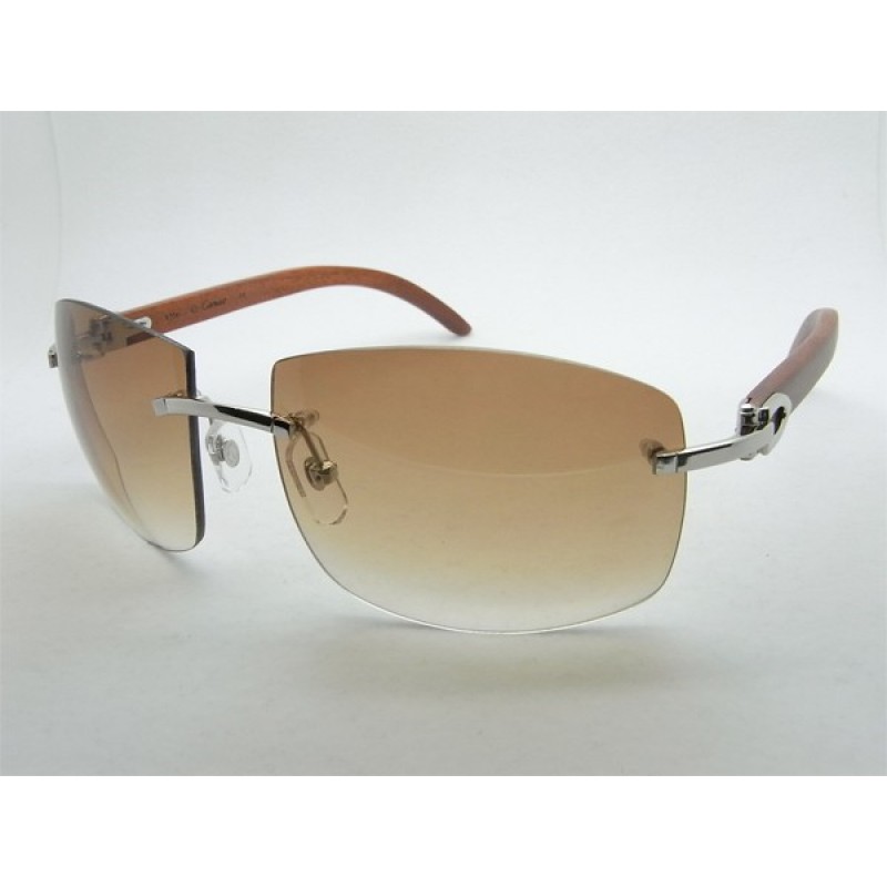 Cartier 4189705 Wood Sunglasses In Silver Brown