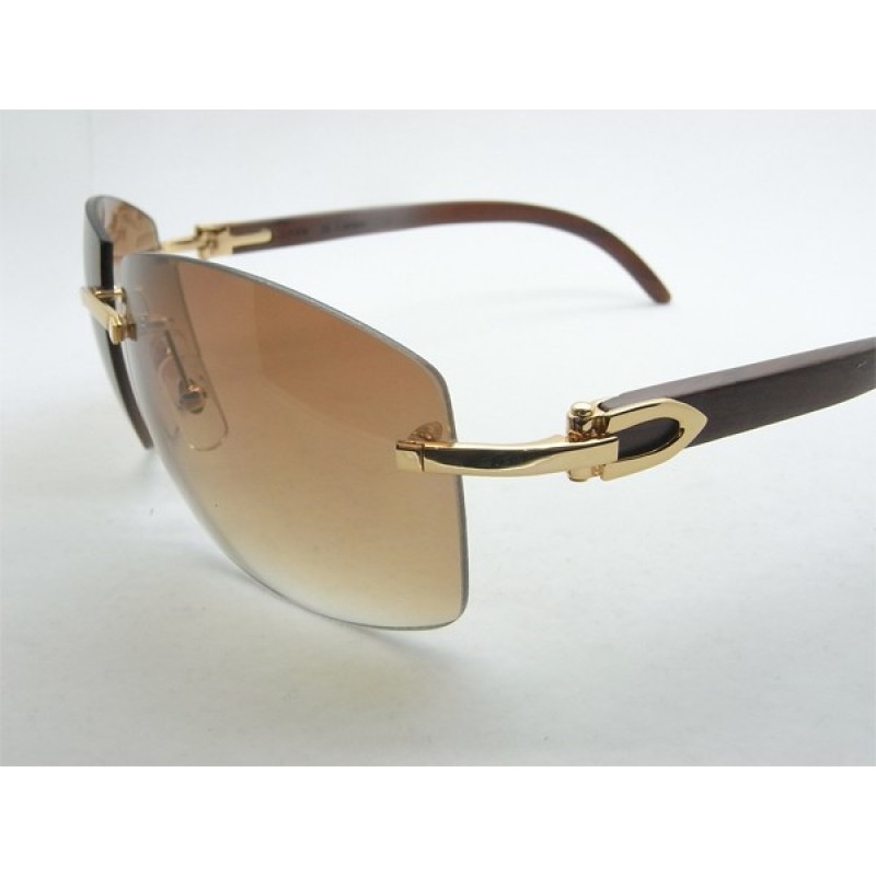 Cartier 4189705 Wood Sunglasses In Gold Brown