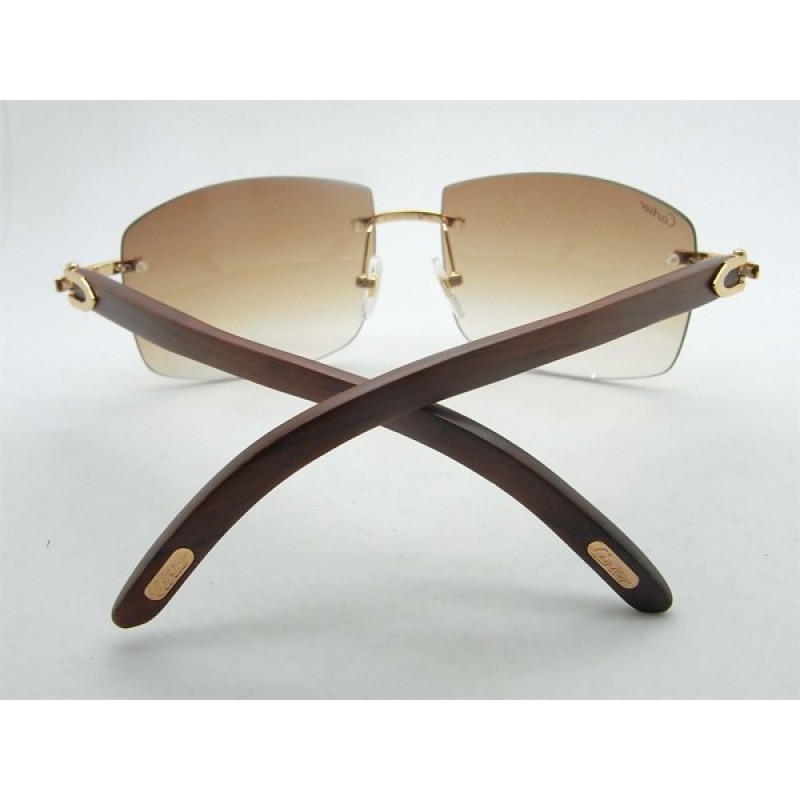 Cartier 4189705 Wood Sunglasses In Gold Brown