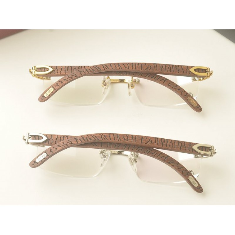 Cartier 8100907 Wood Rimless Eyeglasses