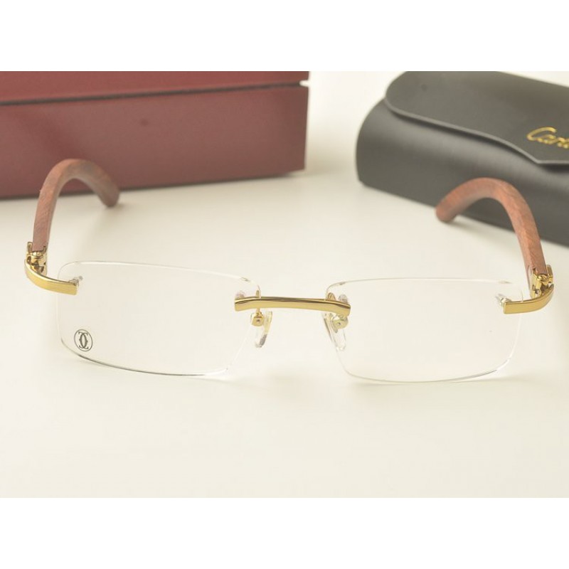 Cartier 8100907 Wood Rimless Eyeglasses