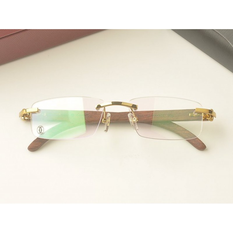 Cartier 8100907 Wood Rimless Eyeglasses