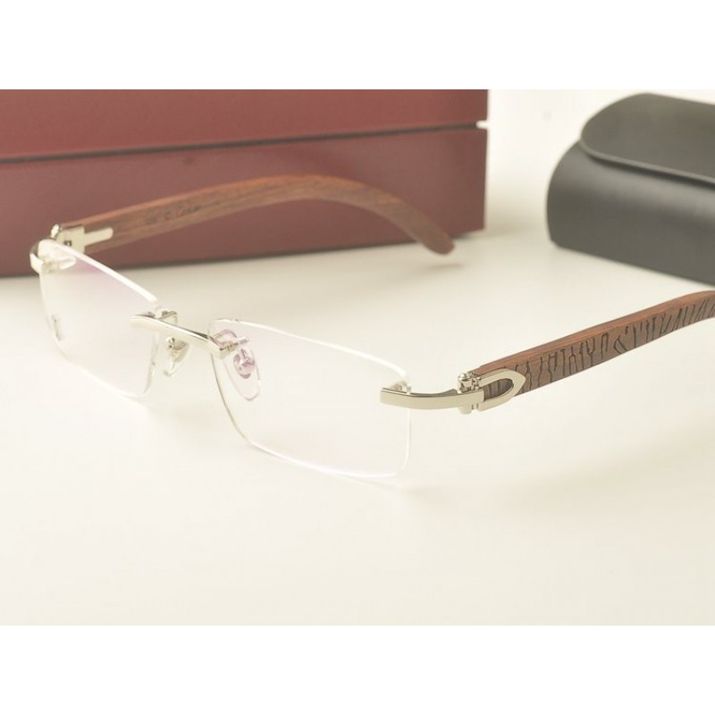 Cartier 8100907 Wood Rimless Eyeglasses