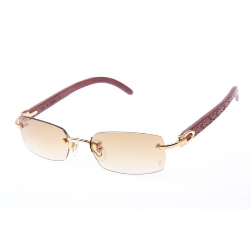 Cartier 3524013 Wood Sunglasses In Gold