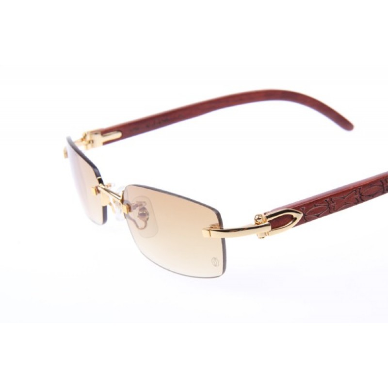 Cartier 3524013 Wood Sunglasses In Gold